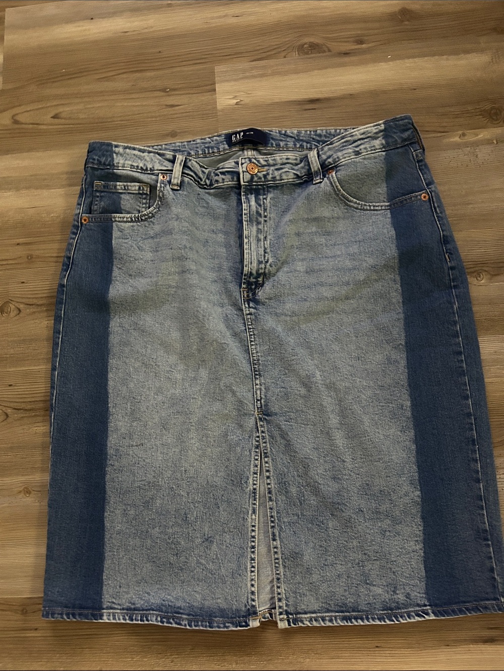 GAP Two-Tone Denim A-Line Skirt - Light Blue & Dark Blue
